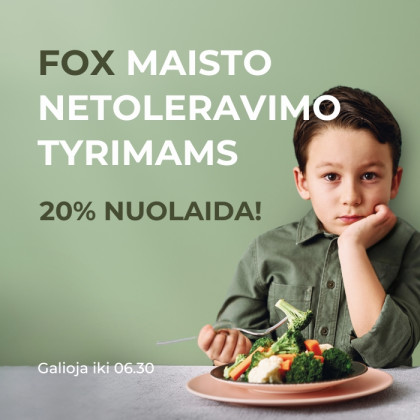 20% nuolaida FOX maisto netoleravimo tyrimams!