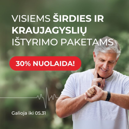 Širdies ir kraujagyslių ištyrimo paketai su 30% nuolaida! 