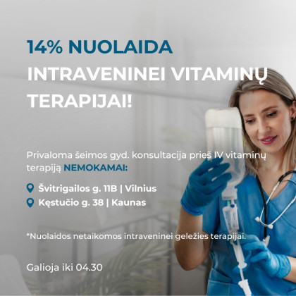 14% nuolaida intraveninei vitaminų terapijai!