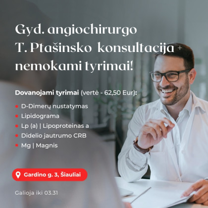 Angiochirurgo T. Ptašinsko konsultacija su nemokamais tyrimais