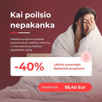 Lėtinio nuovargio ištyrimo programa -40 %