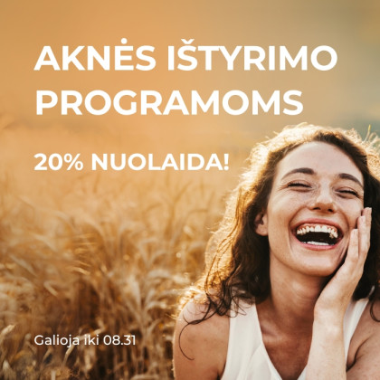 Aknės ištyrimo programoms 20% nuolaida