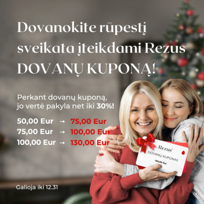 Dovanokite rūpestį sveikata įteikdami Rezus dovanų kuponą