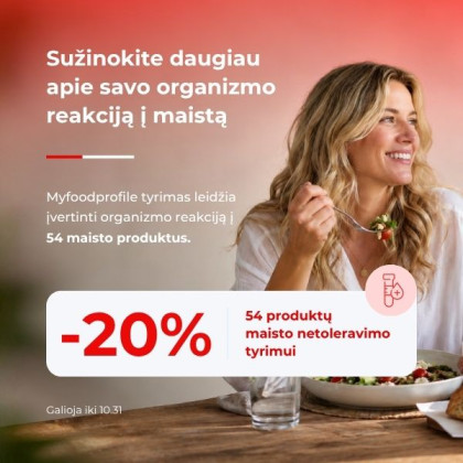Myfoodprofile maisto netoleravimo tyrimui (54 produktai) - 20 %