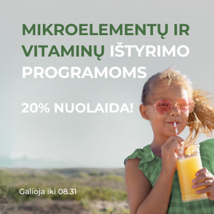 Mikroelementų ir vitaminų ištyrimo programoms 20% nuolaida