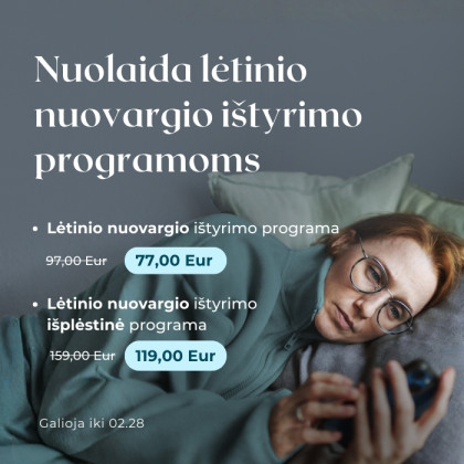 Nuolaida lėtinio nuovargio ištyrimo programoms