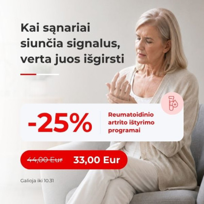 Reumatoidinio artrito ištyrimo programai - 25 %